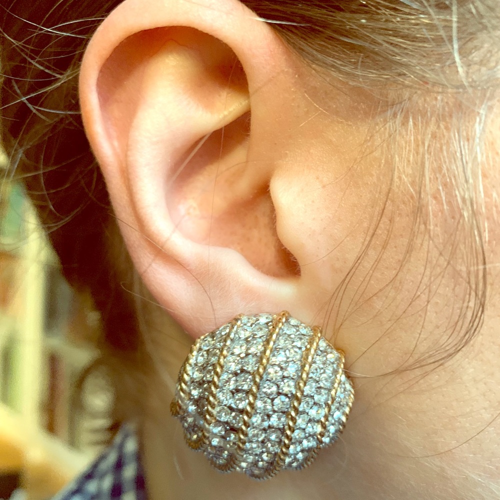 Glamourous Ciner Clip-Back Button Earrings